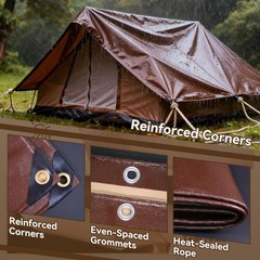 10×12 FT Tarp 22 mil Extreme Heavy Duty Waterproof tarps,Brown&Beige Multipur…