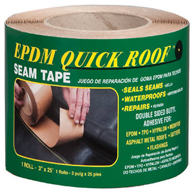 Quick Roof BST325 EPDM Roof Seam Tape, Black EPDM, 3-In. x 25-Ft. – Quantity 1