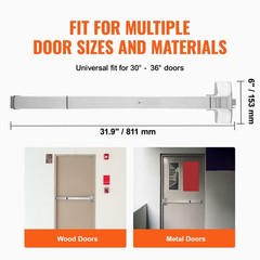 VEVOR Push Bar Door Locks Stainless Steel Panic Bars for Exit Doors with Lever