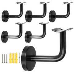 6Pcs Black Handrail Bracket Stainless Steel Stair Railing Brackets with