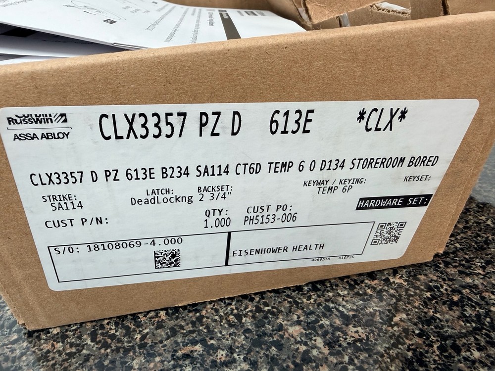Russwin CLX3357 PZ D 613E Storeroom Lever Lockset 2 3/4″ Backset