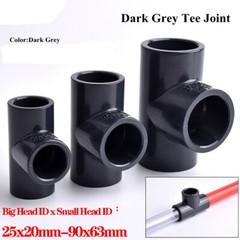 Dark Gray PVC Reducing Tee 3-Way Connectors Water Pipe Reducer Coupling Adapter