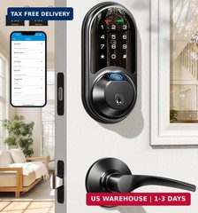 RZ07B Smart Locks for Front Door, 2 Lever Handles, Fingerprint Keyless Ent