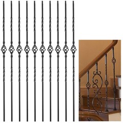 10 Pcs 1/2″ x 44″ Hollow Single Basket Iron Balusters for Staircase – Matte