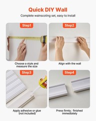 Modern Pre-Cut Wall Molding Kit – Polystyrene Wainscoting Panels, White