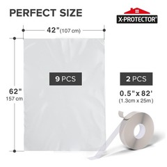 X-Protector Window Insulation for Winter – 42in x 62in (9 Pack), Transparent