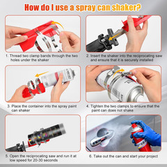 Professional Spray Paint Can Shaker for Reciprocating Saw, Stainless Steel, Red