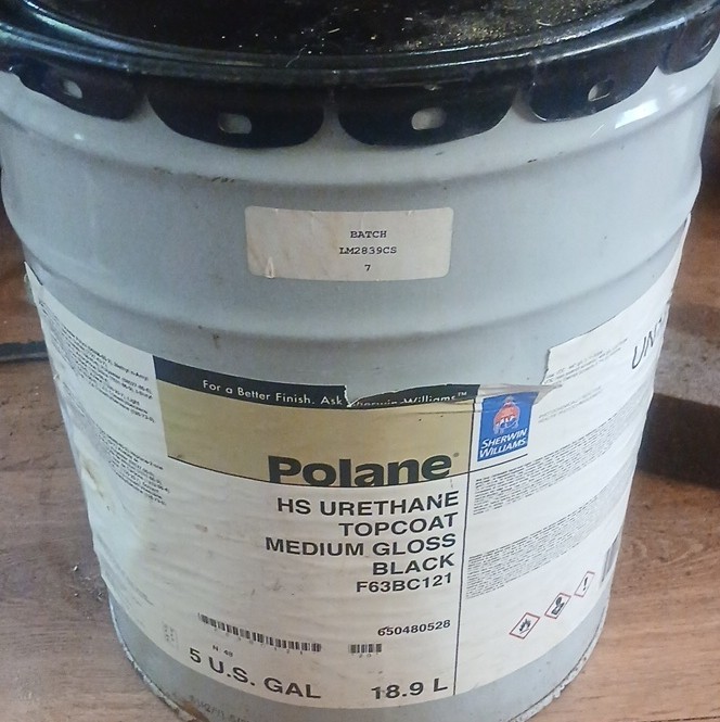 5-gallon pail of Sherwin-Williams Polane S Urethane Topcoat in Black