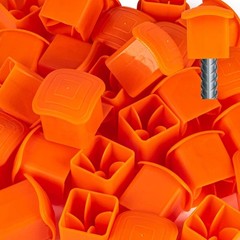 60Pcs Orange Mushroom Rebar Caps – Safety Covers for T-Posts & Stakes #3-#7