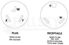 FC-103TT 10-30P to TT-30R Adapter Male NEMA 10-30P 30Amp Dryer Plug to TT-30R…