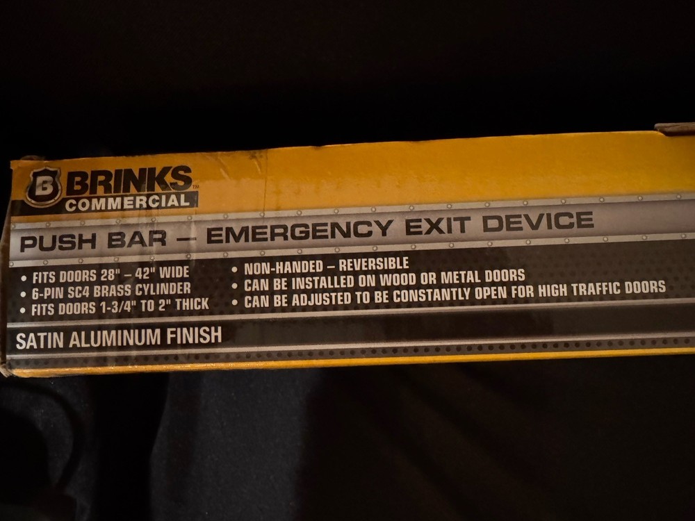 BRINKS Commercial – Commercial Door Exit Device, Aluminum Finish 28″-42″