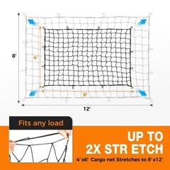 Cargo Net for Pickup Truck Bed 4’x6′ (Stretches to 8’x12′) – Bungee Mesh with…