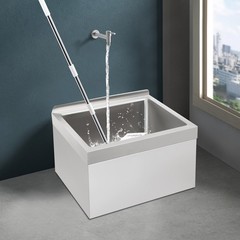 Mop Sink Stainless Steel Commercial Sink Wall-mounted Rectangular Sink w/ Drain