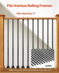 Staircase Balusters 31 Pack,44 Inch Durable Carbon Steel Stair Balusters,0.5 Inc