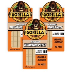 Gorilla Mounting Putty, Natural Tan Color, 84 252 Squares,