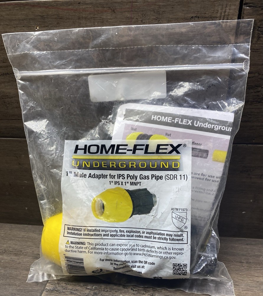 HOME-FLEX 1 In. Polypropylene Underground Yellow Poly Gas Pipe Conversion Fittin