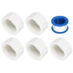 5Pcs 1 Inch PT Female Thread PVC Pipe Fitting Cap with Tape, White