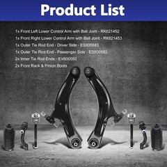 8pcs Suspension Kit Control Arm Ball Joint Tie Rod 08-13 Nissan Rogue RK621452