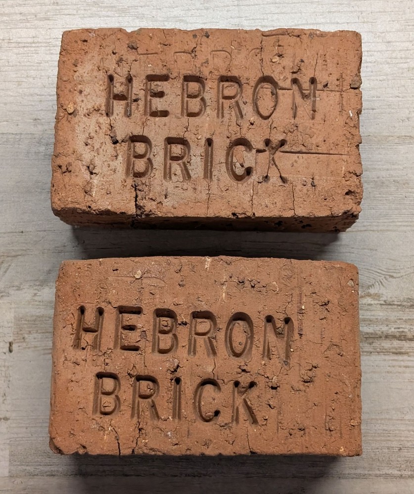 2 Vtg HEBRON BRICK Embossed Red Clay Bricks Rustic Decor Paperweight Small 4″