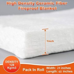 Ceramic Fiber Blanket Fireproof Insulation 24×60 1in 2400F Furnace Stove