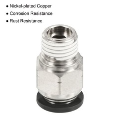 3 Pcs 1/4NPT Push to Fit 3/8 Inch OD Hose Connect Fittings, Black & Silver
