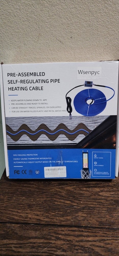 Wsenpyc 50 FT Self-Regulating Pipe Heating Cable 5W Heat Tape Freeze Protection