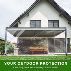 10x10ft Clear tarp, Clear Heavy Duty tarp 14Mil Thickened Transparent Tear Re…