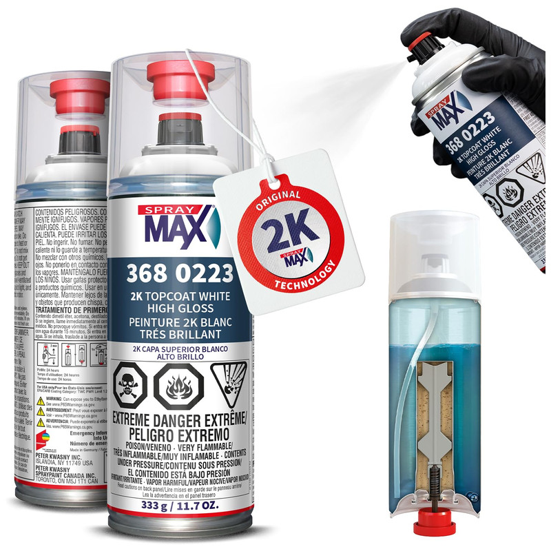 Spraymax 2K Topcoat High Gloss White 2K Automotive High Gloss White Spray Paint