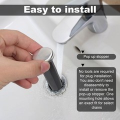 2pcs Bathroom Sink Pop Up Stoppers, Chrome Plug Medium, Gray