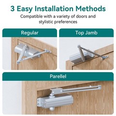 Automatic Door Closer, Adjustable Self Closing, Backcheck Function, ADA Complian
