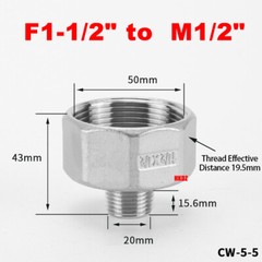 304 Stainless Steel Reducing Adaptor BSP Male to Female Nipple Bush Pipe Fitting