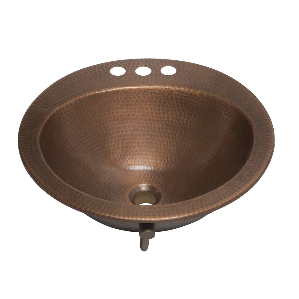 Sinkology SB101-19AC Bell Drop-in Handmade Copper Bath Sink with 4″ Faucet Holes