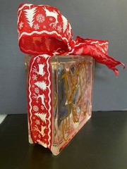 Christmas Decorated Glass Block 7 3/4″ x 7 3/4″ x 3″