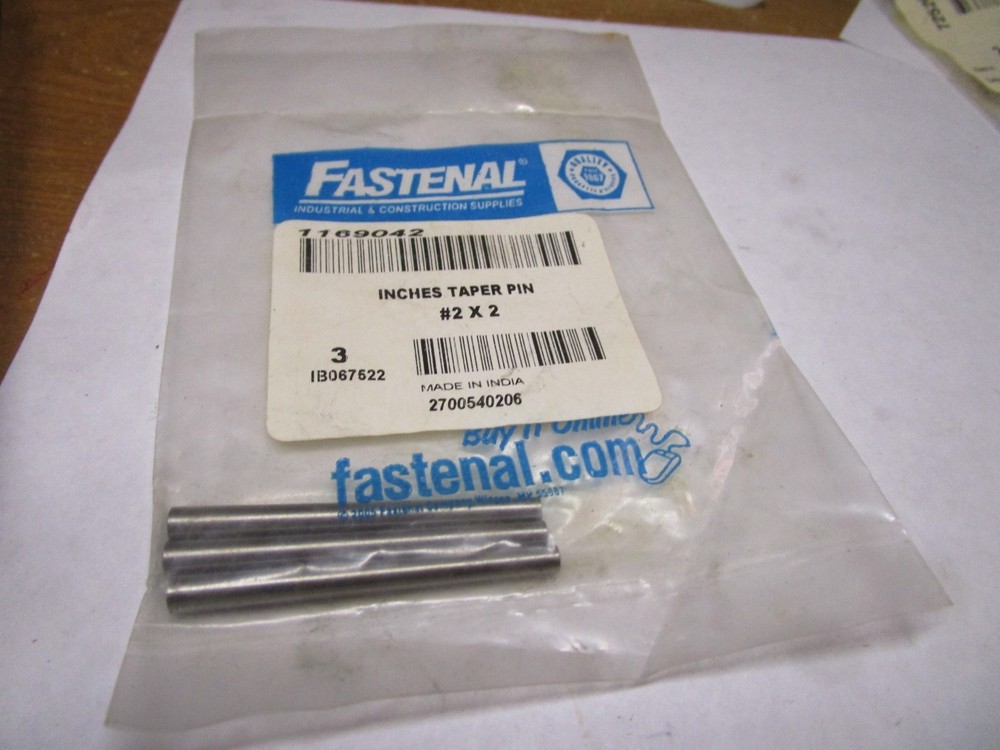#2 0.151″-3/16″End Dia 2″L Plain C/S Std Tapered Pin QTY 3