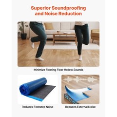 Floor Underlayment 400 sq. ft, 3mm Laminate Flooring Padding with Attached Vapo