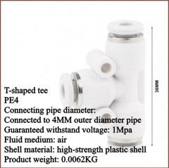 4-16mm Vertical T/Y-type Three-way Pneumatic Connector Pneumatic Quick Connector