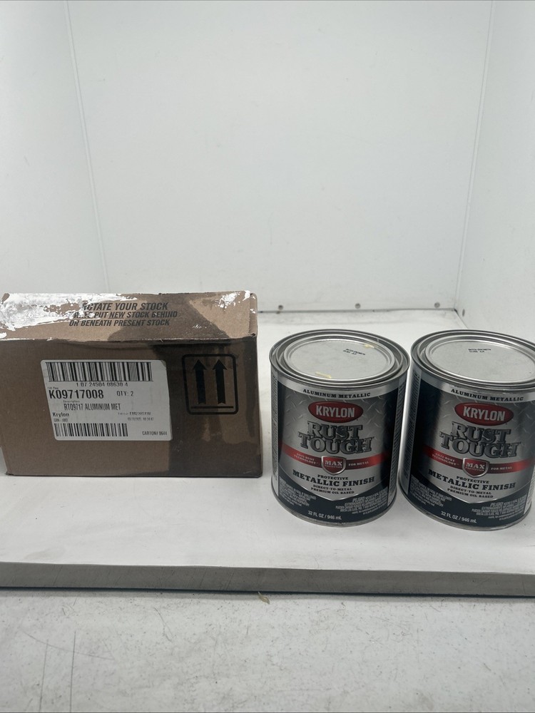 (2) Krylon Rust Tough Oil-Based Gloss Rust Control Enamel, Aluminum, 1 Qt.