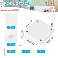 Punch-Free 500g Automatic Sliding Screen Door Closer, White 2Pcs
