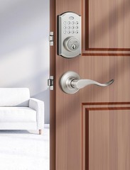 ELAMOR M19 Keyless Entry Door Lock with 2 Lever Handles, Auto Lock, 50 User C…