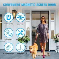 Cnynail Fiberglass Magnetic Screen Door for 34X81 inch, Black Mesh-34″X81″