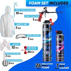 Spray Foam Insulation Kit (24Pk Kit- 24 x 26.46oz) Expanding Foam Sealant