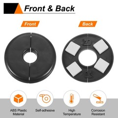 2pcs Wall Split Flange 17mm/0.7″ Self-Adhesive Plumbing Cover Plates Black