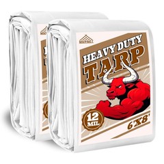 Tarp 6×8(2packs) ft Heavy Duty 12mil 100% Waterproof High Durability Multipur…