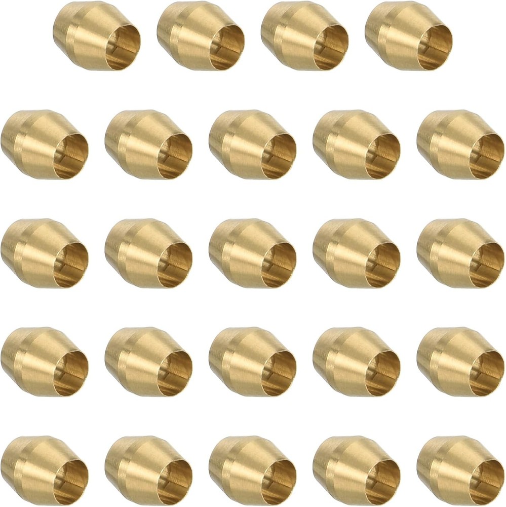PATIKIL 1/8″ ID Brass Compression Sleeve Ferrules, 24 Pcs Brass Compression
