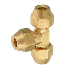 1/4″ x 1/4″ x 1/4″ Brass Fitting Flare Tee Tube Fitting with Nut