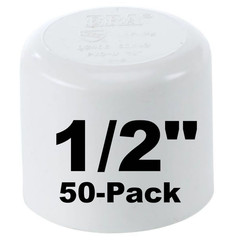 50-Pk 1/2 in. Schedule 40 PVC Cap/End Plug NSF Pipe Fitting (Socket) SCH40 ASTM