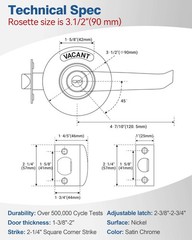 Commercial Grade Bathroom Door Lock-Privacy Indicator Lock Vacant or in-Use, Occ