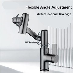Flexible Swing Arm Faucet, Digital Temperature Display, Hot & Cold Mixer Tap