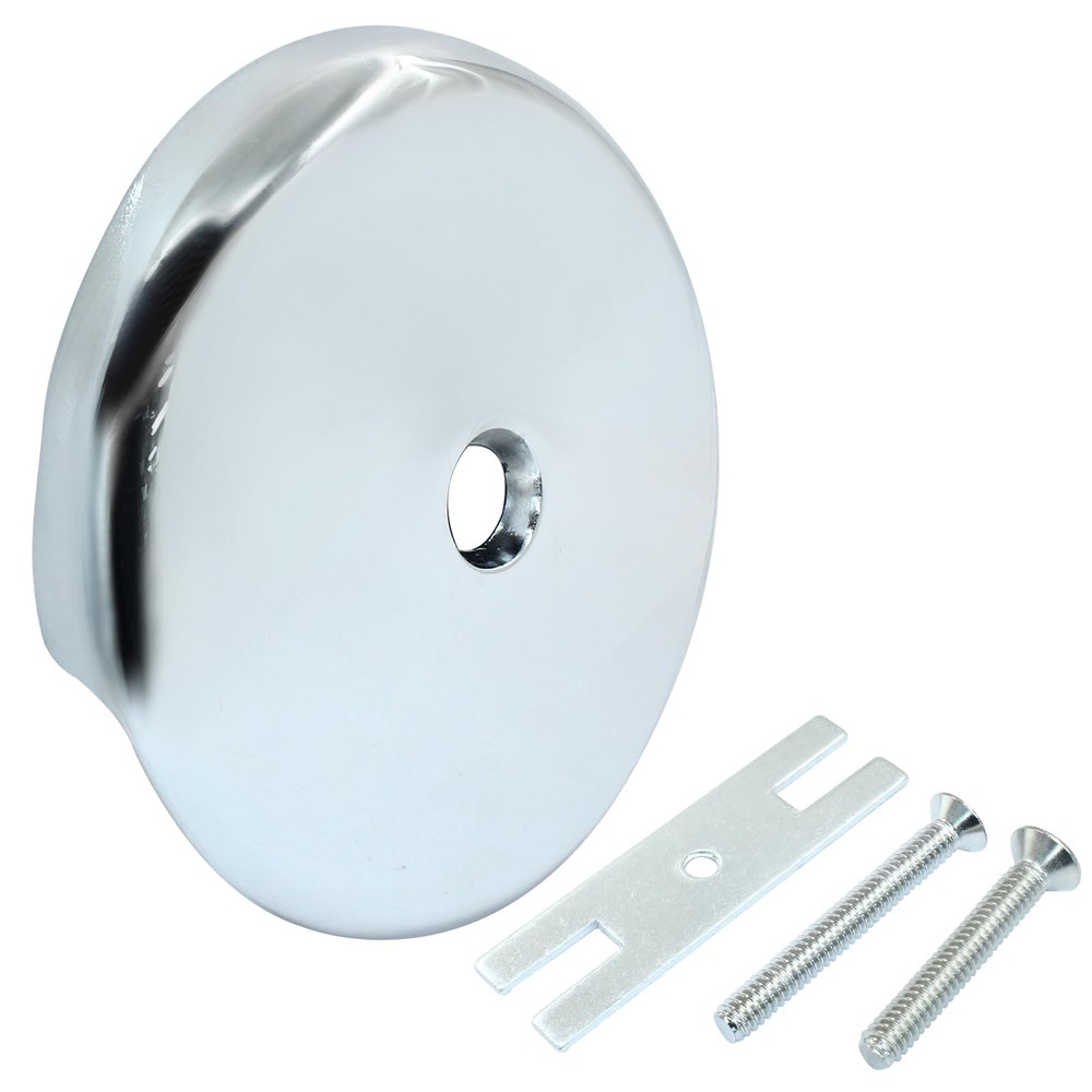 Silver Chrome Single Hole Bathtub Drain Overflow Face Plate