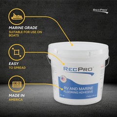 RecPro RV Roll On Floor Adhesive | Marine Grade | Water-Based 1 Gallon, White